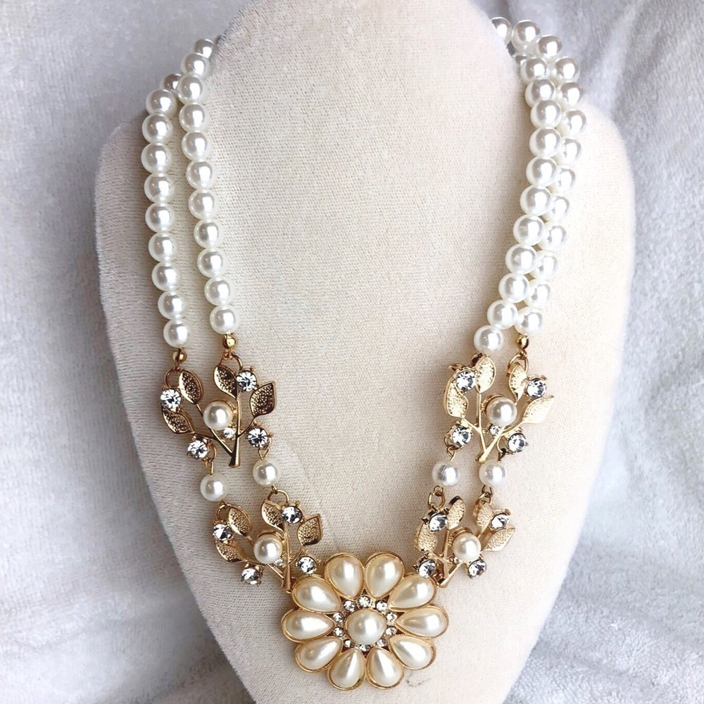 SPECIAL OCCASION STATEMENT NECKLACE, PEARL BRIDAL NECKLACE #305
